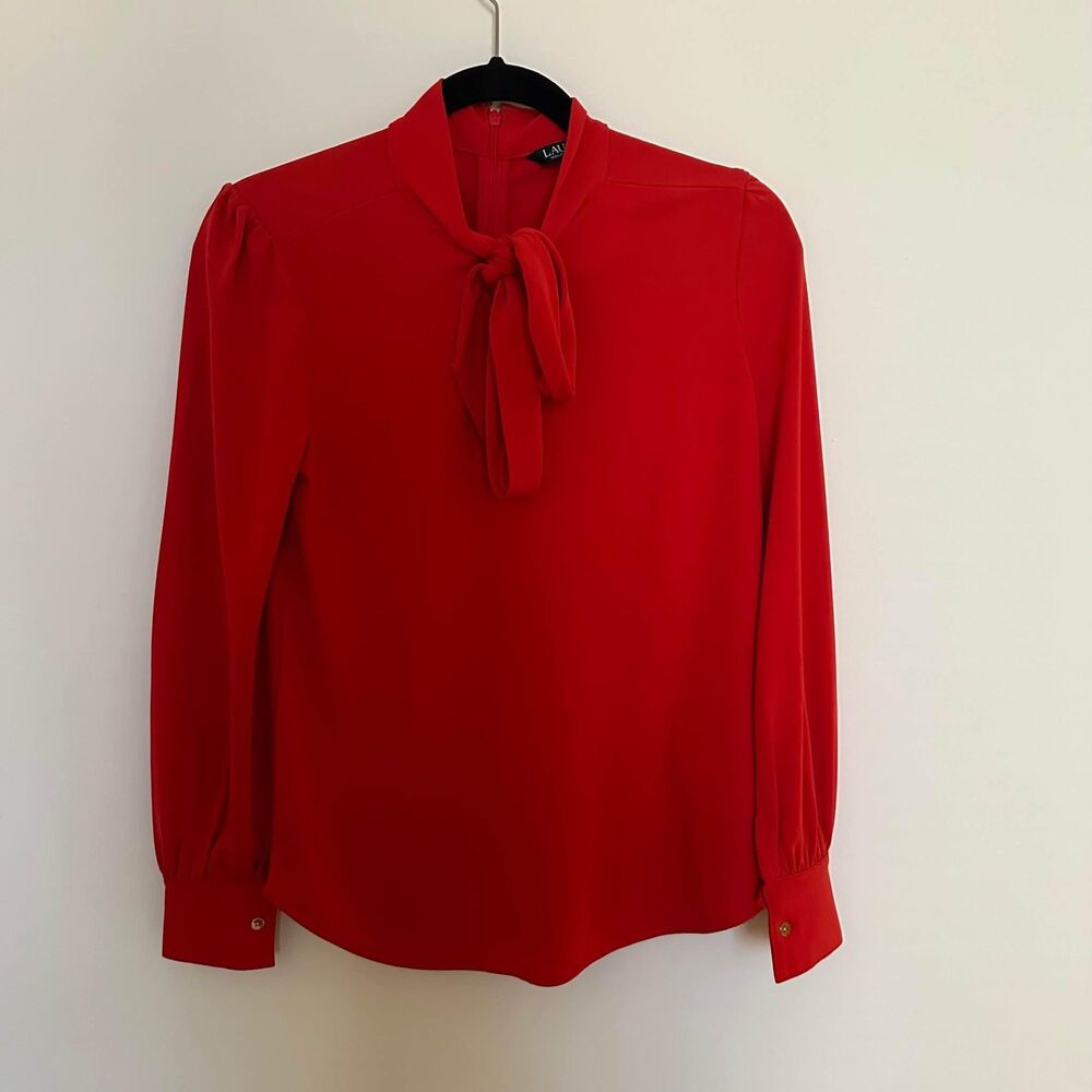 Lauren Ralph Lauren Small Petite Red Long Sleeve Professional Top